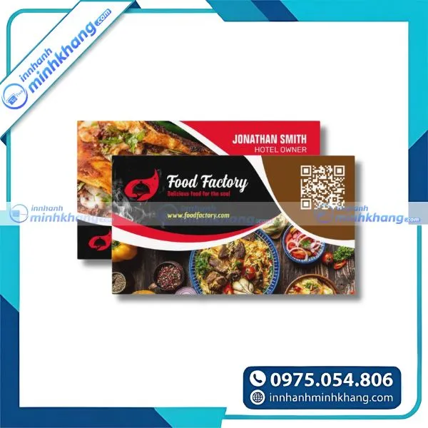 Mẫu card visit nhà hàng sáng tạo tích hợp mã QR