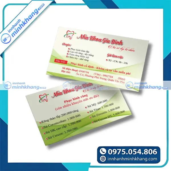 Mẫu card visit nha khoa đẹp chuyên nghiệp dành cho phòng khám răng hàm mặt