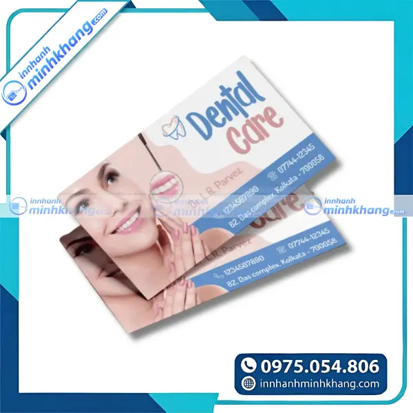 Mẫu card visit nha sĩ thiết kế tối giản phù hợp với phòng khám hiện đại