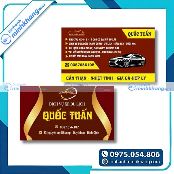 Mẫu card visit xe du lịch đẹp thiết kế chuyên nghiệp và hiện đại