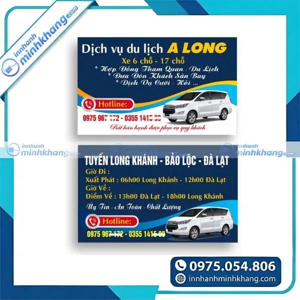Mẫu thiết kế card visit xe du lịch thu hút khách hàng tiềm năng