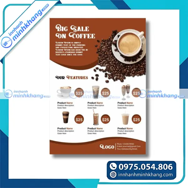Mẫu tờ rơi cà phê rang xay quảng bá thương hiệu hiệu quả