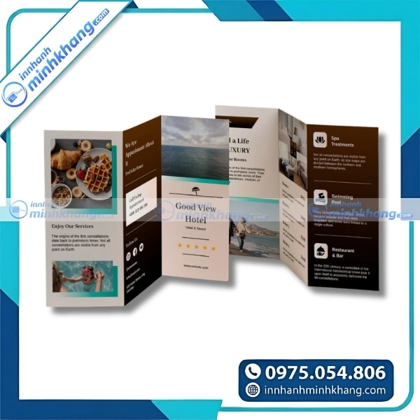 Mẫu brochure villa nghỉ dưỡng với hình ảnh sắc nét và cuốn hút