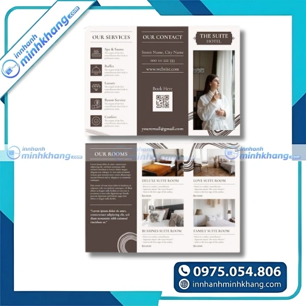 Mẫu brochure khách sạn 5 sao với hình ảnh phòng nghỉ sang trọng