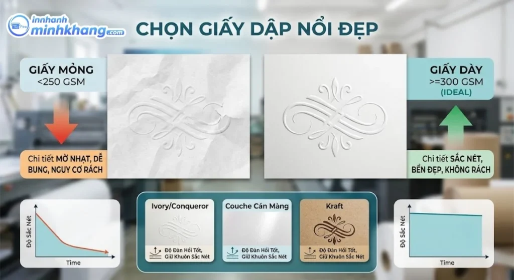 Các loại giấy phù hợp để in dập nổi theo GSM