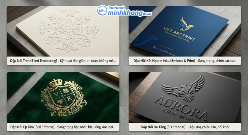 4 kỹ thuật dập nổi phổ biến trong in ấn
