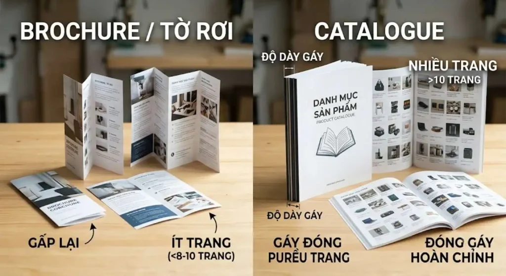 Sự khác nhau giữa kích thước catalogue và kích thước brochure