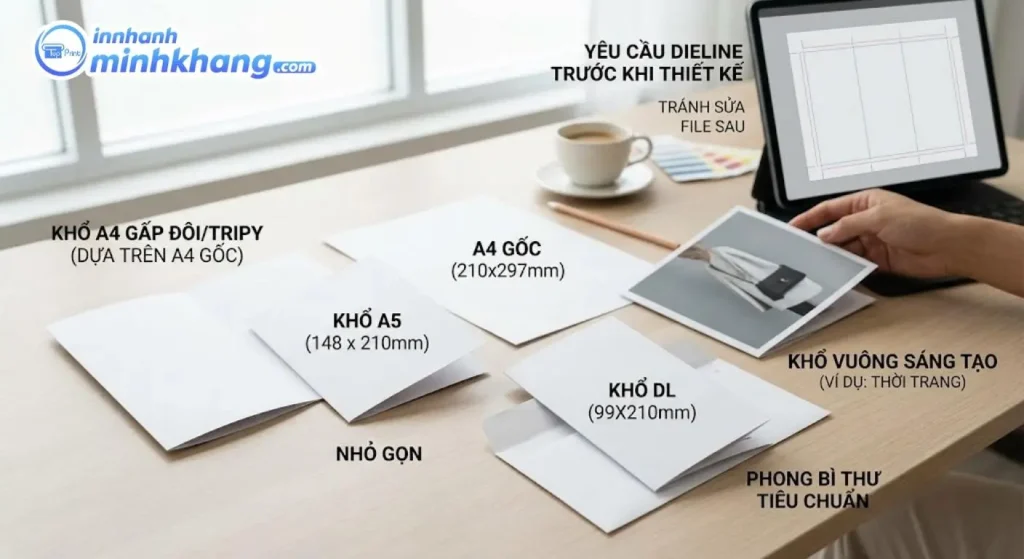 Kích thước brochure khổ A4 DL A5