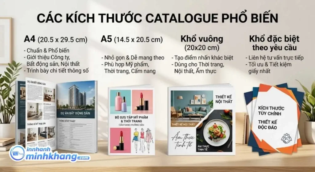 Các kích thước in catalogue phổ biến hiện nay