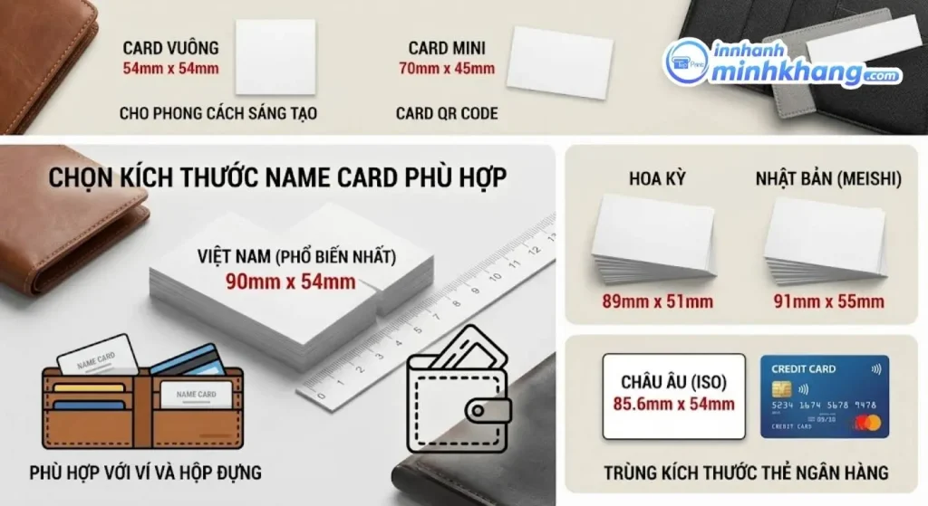 Bảng so sánh kích thước name card Việt Nam và quốc tế
