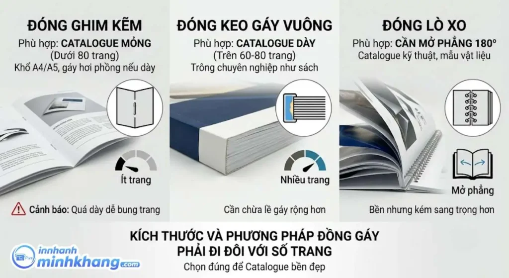 So sánh đóng ghim kẽm, đóng keo gáy vuông và đóng lò xo