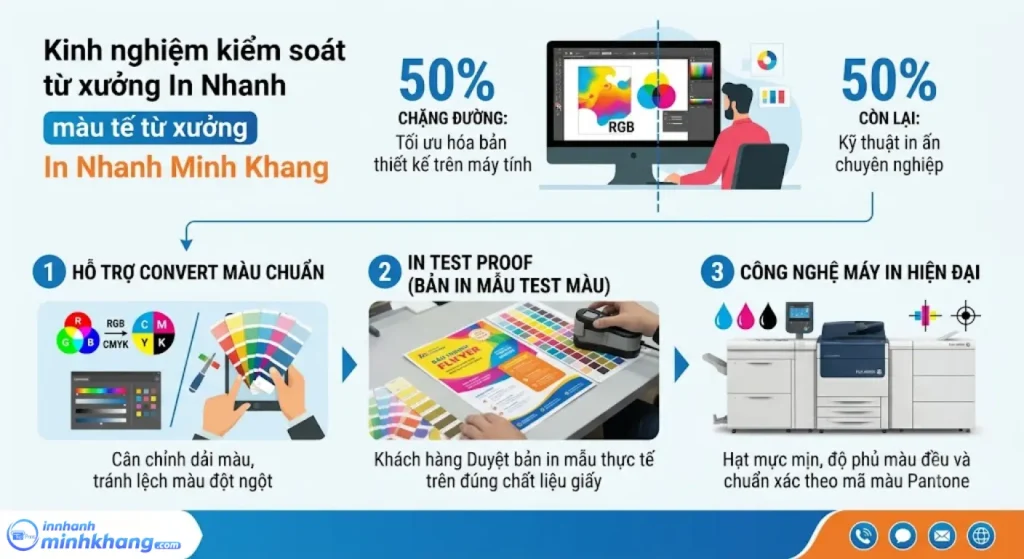 Kinh nghiệm kiểm soát màu sắc thực tế tại In Nhanh Minh Khang