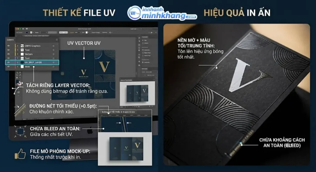 Lưu ý thiết kế file phủ uv định hình