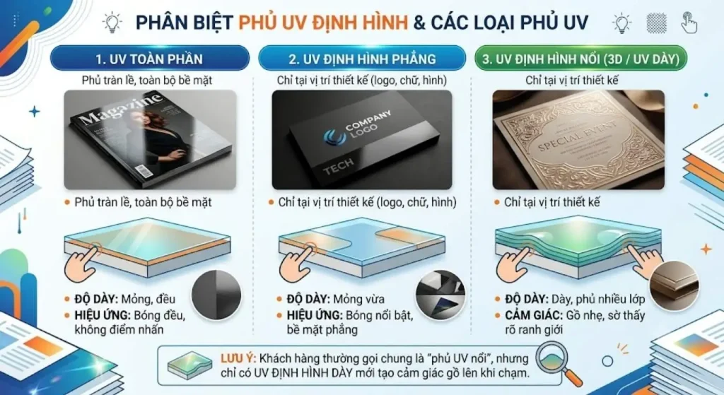 So sánh phủ uv định hình và phủ uv toàn phần