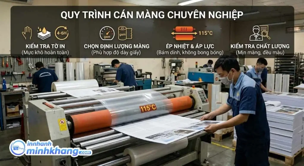 Quy trình cán màng công nghiệp tại xưởng in
