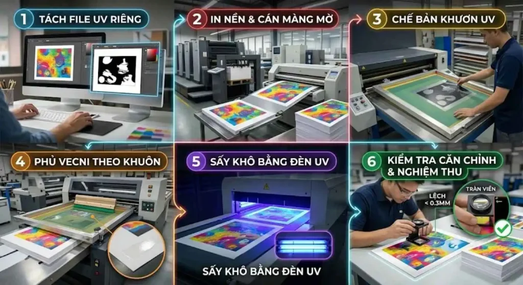 Quy trình phủ uv định hình tại xưởng in